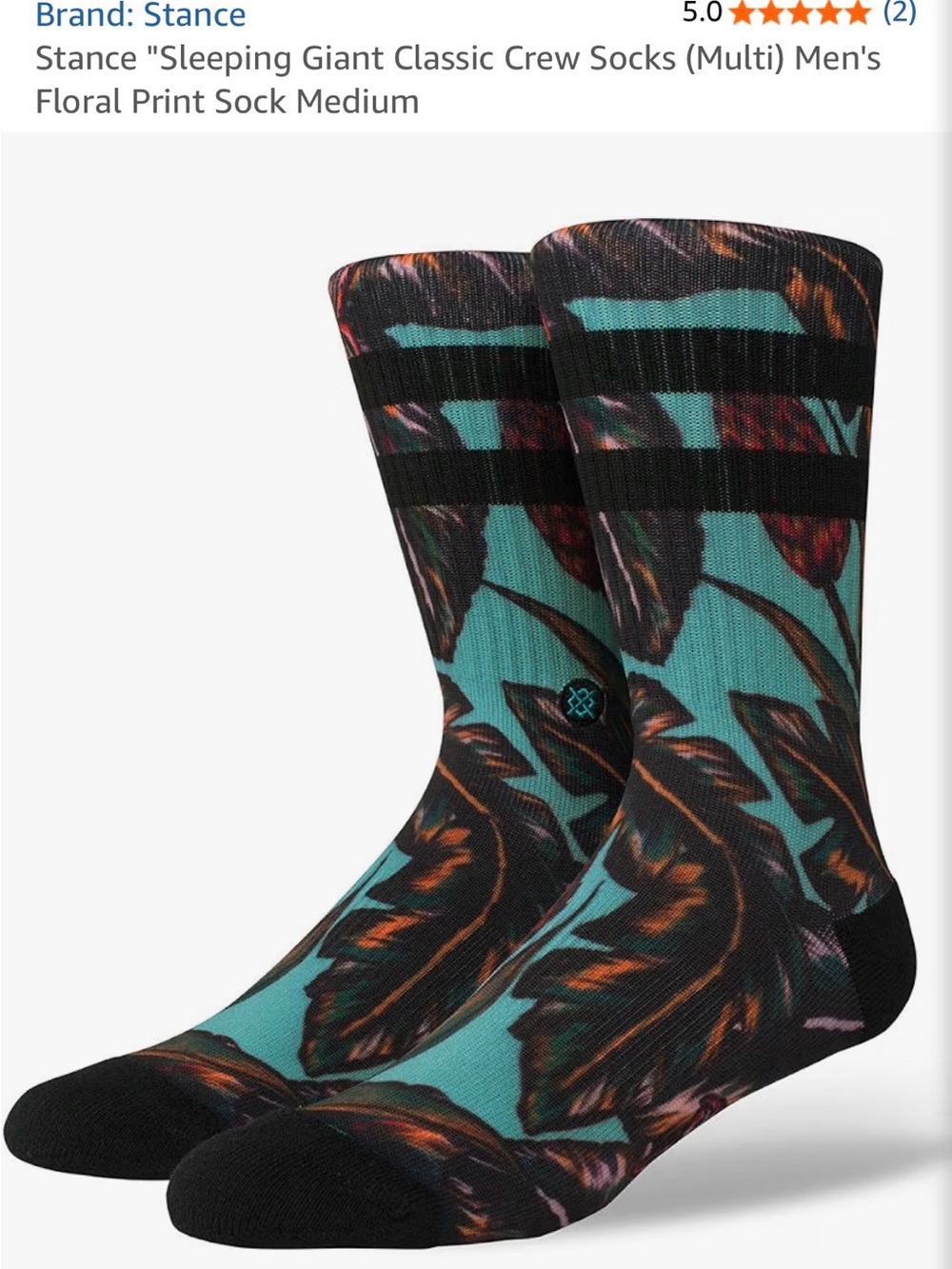 Mens stance tropical crew socks medium